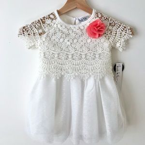 Nicole Miller NY girls 24m Spring Easter Wedding formal dress cream white lace